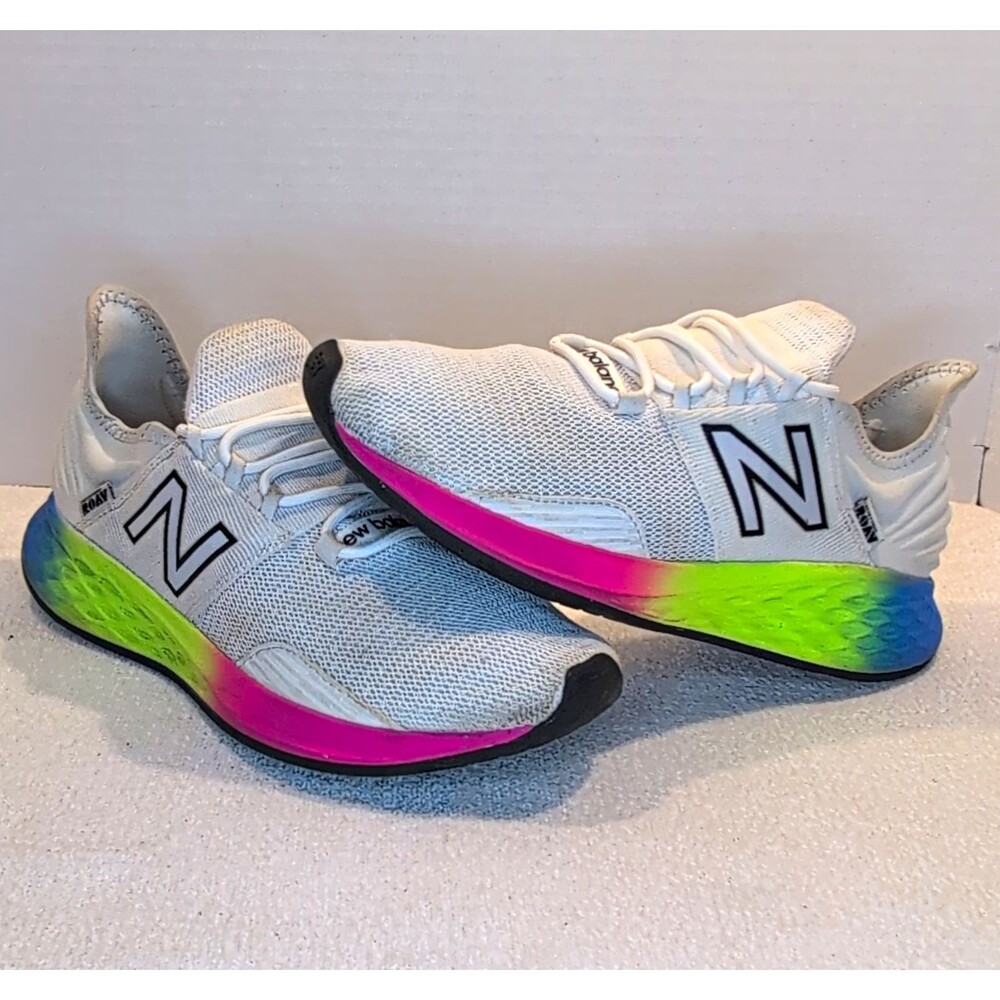New Balance ROAV WROAVJE Low Top Lace-Up Athletic Sneakers White Multicolor SZ 9